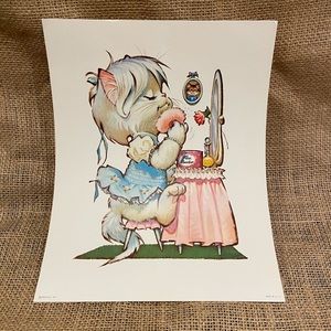 4 Vintage Pete Hawley cat kitten lithographs